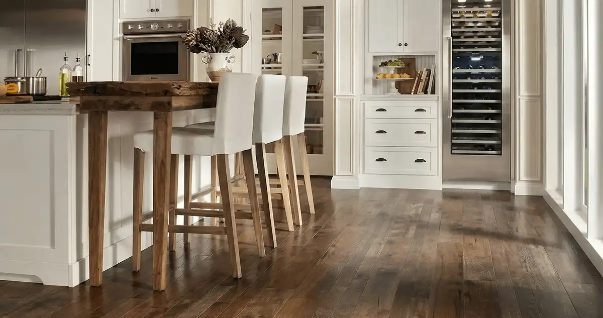 Professionally installed and refinished hardwood flooring in a residential home, showcasing smooth finish and natural wood tones in Ogden, UT