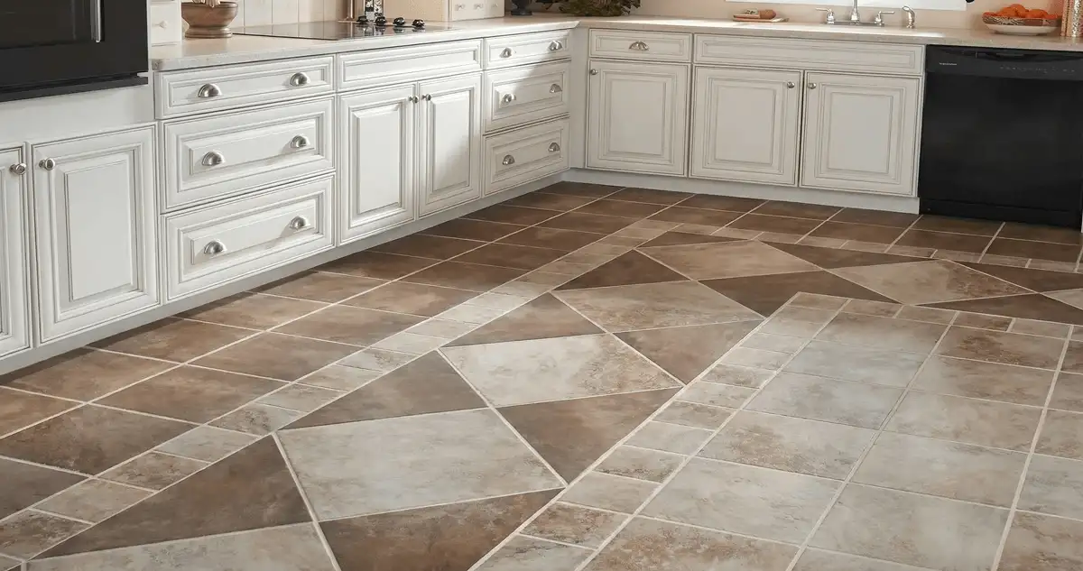 Kitchen with white cabinets and a professionally installed tile floor in Ogden, UT